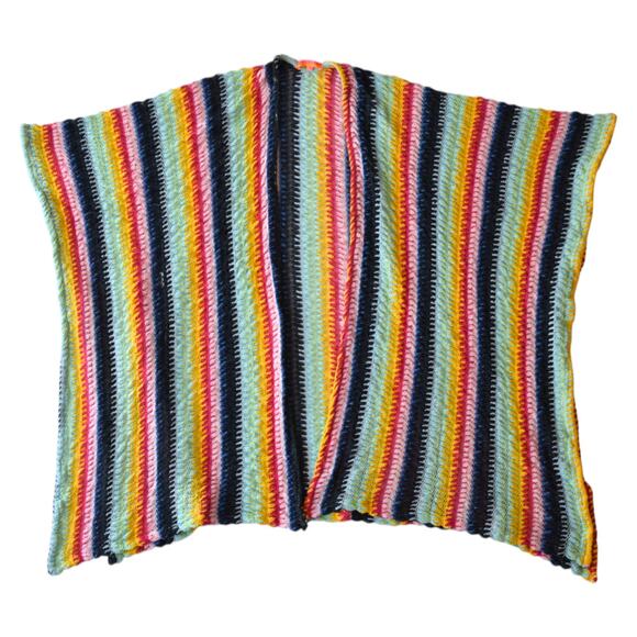 Vilagallo Colorful Striped Crochet Knit Swimsuit Coverup Cardigan Size Small - Picture 1 of 6
